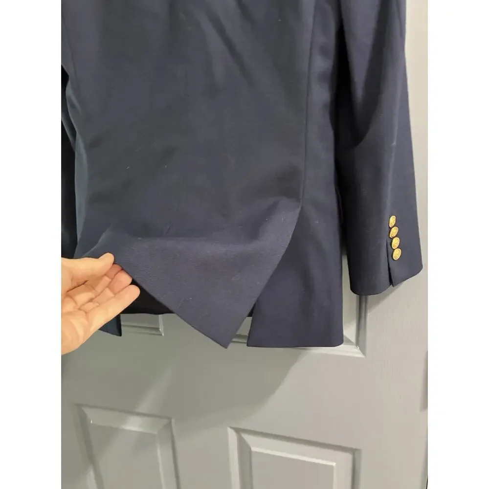 J Crew Thompson University Blazer Men's 34R Blue Wool Naval Anchors Classic